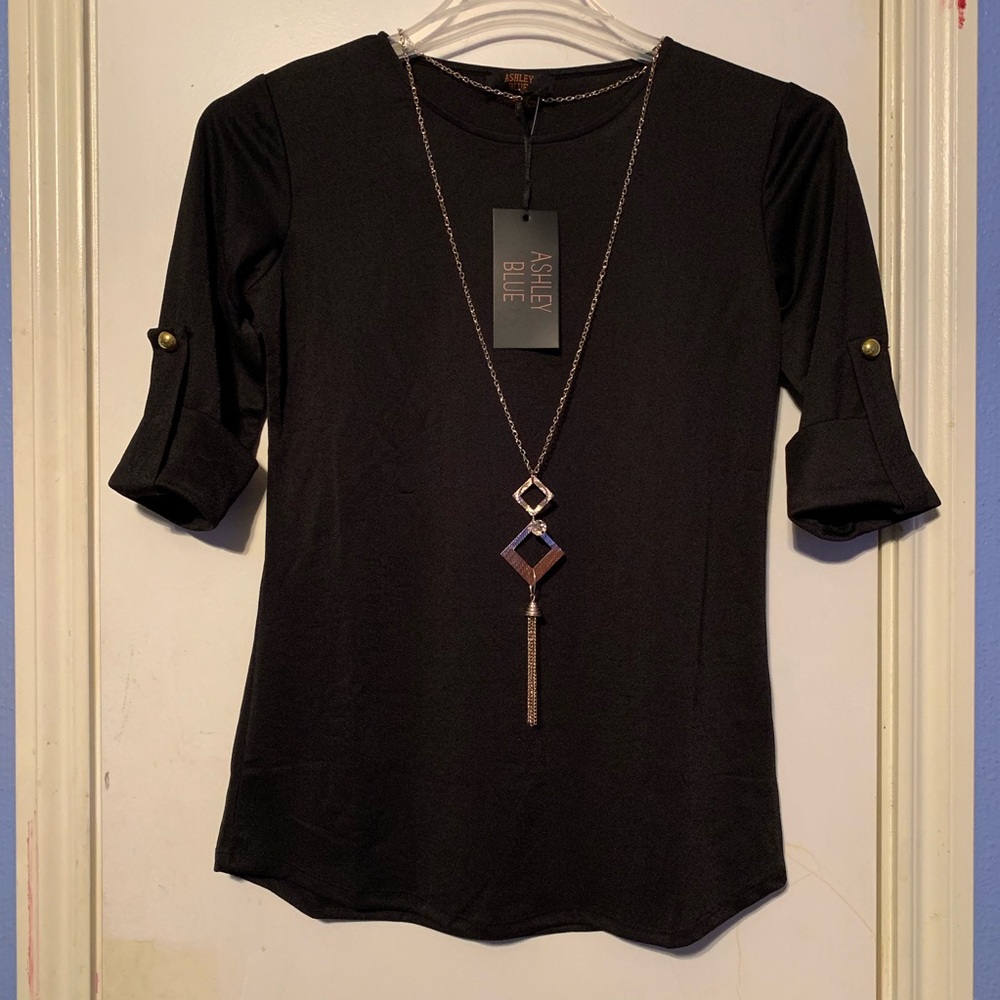 Black 3/4 Sleeve Blouse
